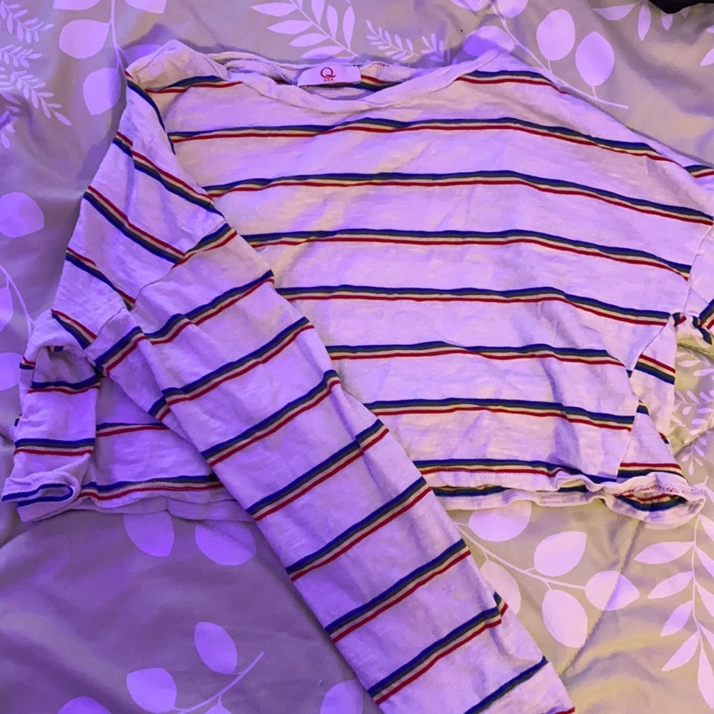 long sleeve striped crop top